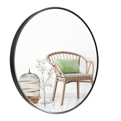 Wall Mirror, Round Mirror with Brushed Metal Frame,24 inch Black Mirror, Makeup Mirror