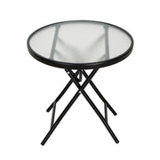 Bistro Table,18" Round Folding Side Table with Tempered Glass Tabletop,Small End Table