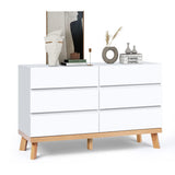 White Dresser for Bedroom 6 Drawer Double Dresser Chest of Drawers Large Storage