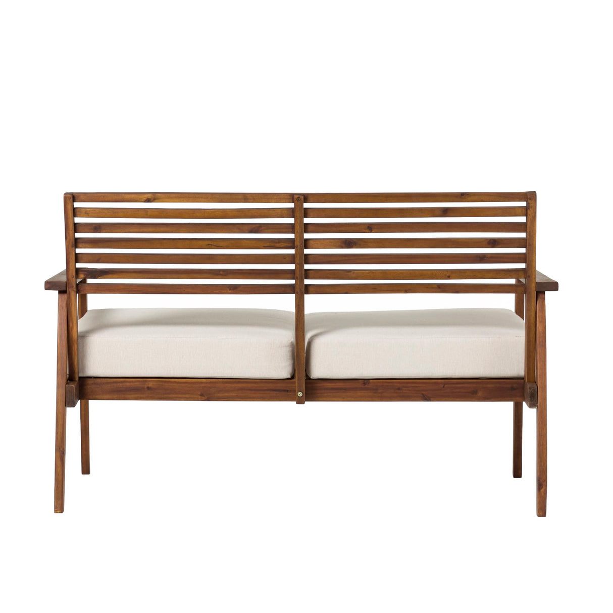 Modern Cushioned Solid Acacia Wood Loveseat