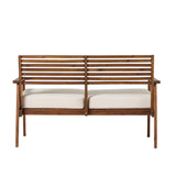 Modern Cushioned Solid Acacia Wood Loveseat