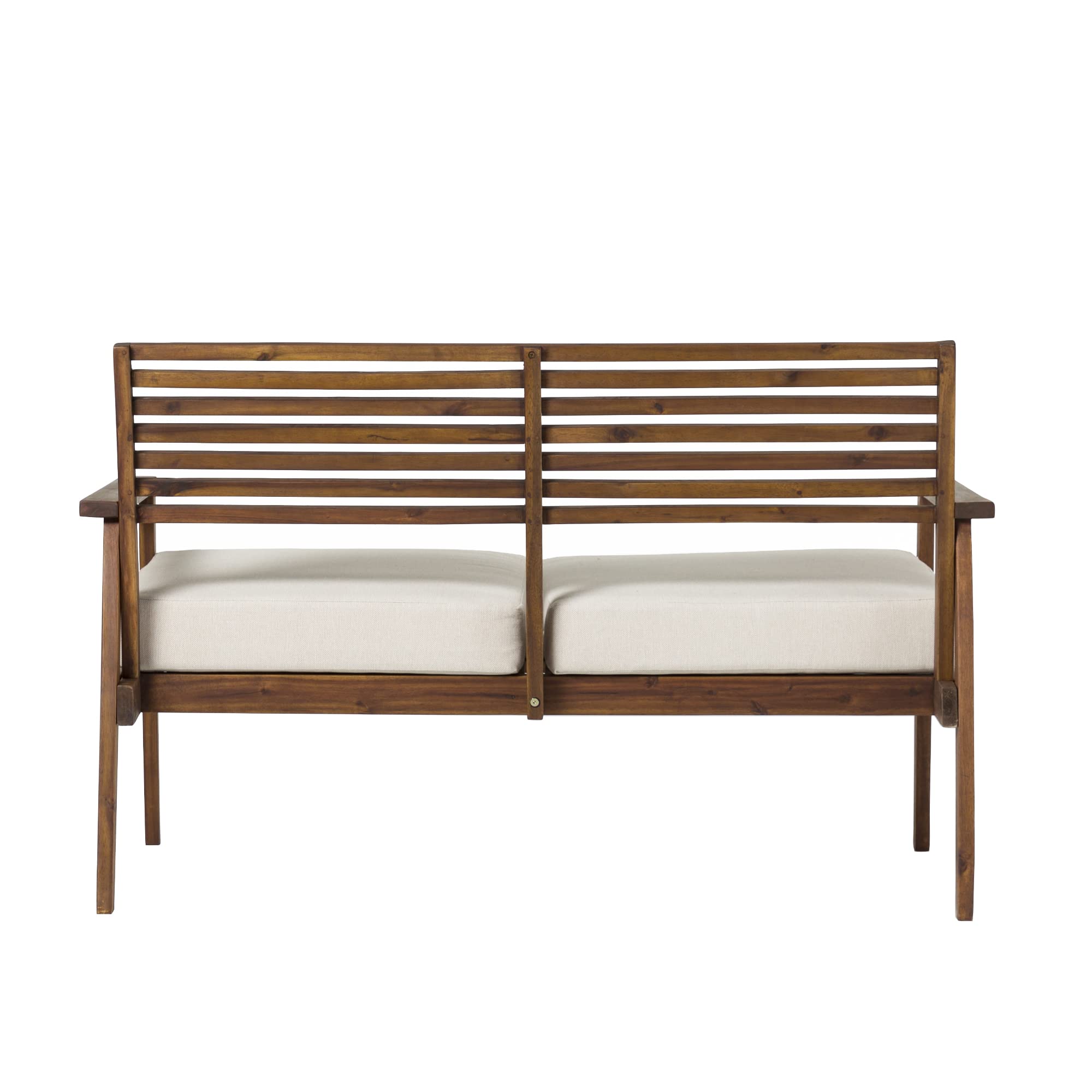 Modern Cushioned Solid Acacia Wood Loveseat