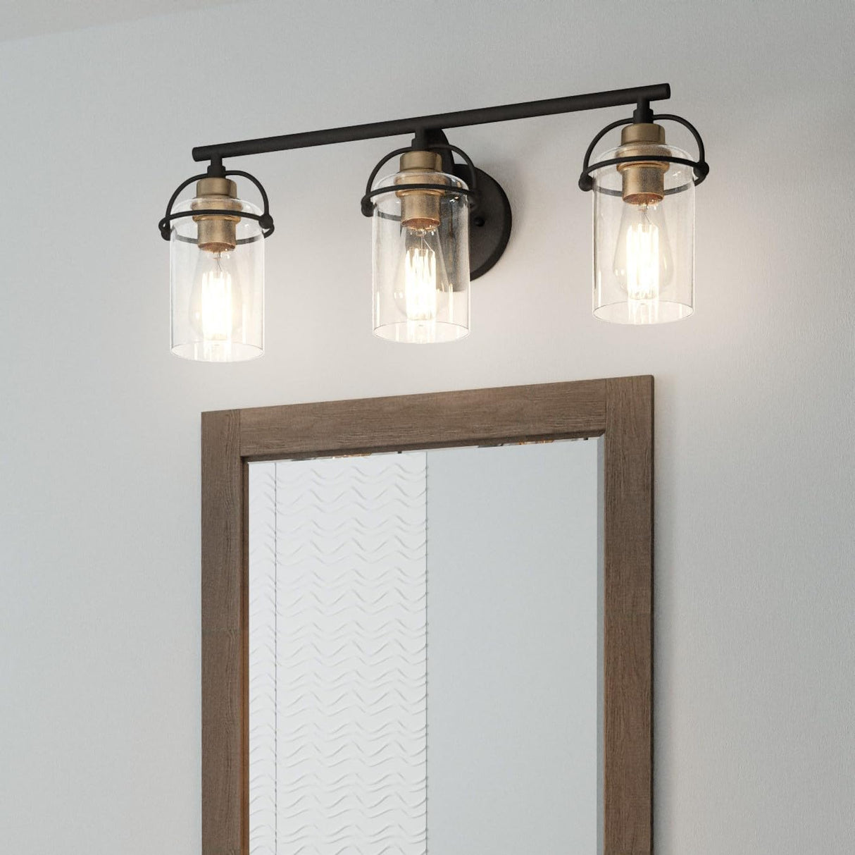 Emerson Bath Vanity Lights, 24 Inch 3-Light Matte Black Bathroom Lighting ransitional Wall