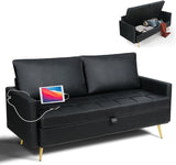 " W Modern Velvet Loveseat Sofa Couch with Storage, Small Love Seat Couches for Living