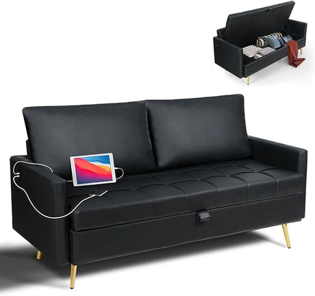 W Modern Velvet Loveseat Sofa Couch with Storage