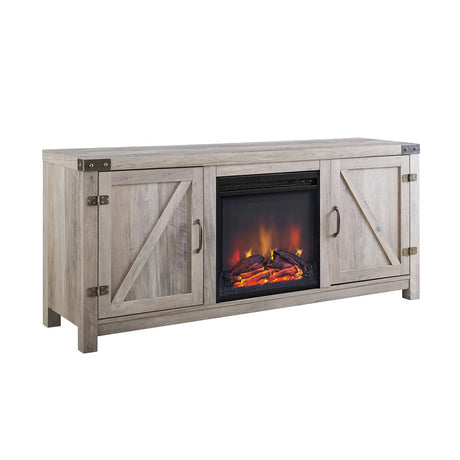 Georgetown Modern Farmhouse Double Barn Door Fireplace TV Stand for TVs up to 65