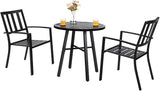 Metal Outdoor Patio Bistro Set 3 Piece Dining Furniture - Black