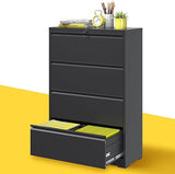 3 Drawer Lateral File Cabinet, Black Metal Lateral Filing Cabinet for Home Office