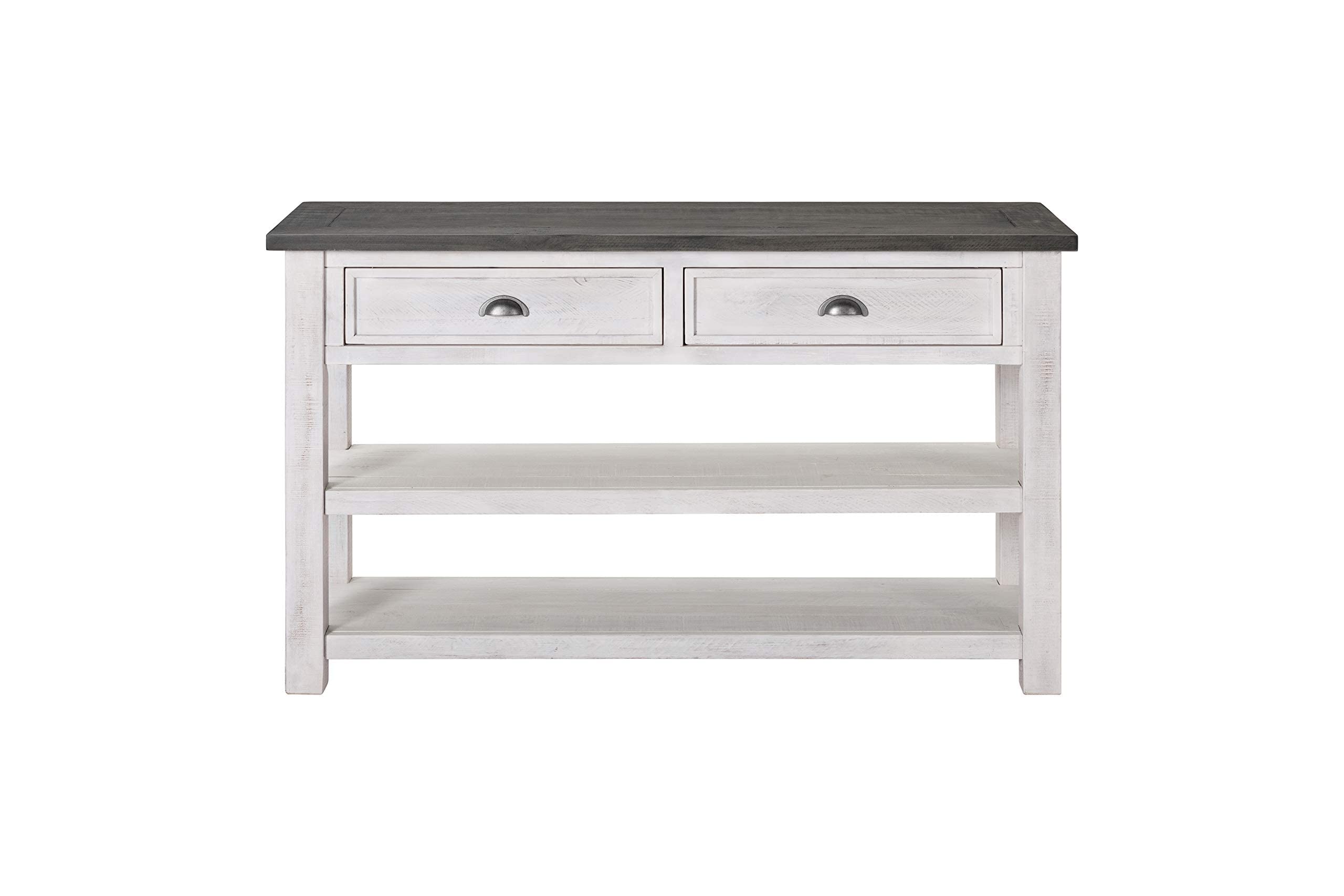 Monterey Solid Wood Sofa Console Table White with Grey Top