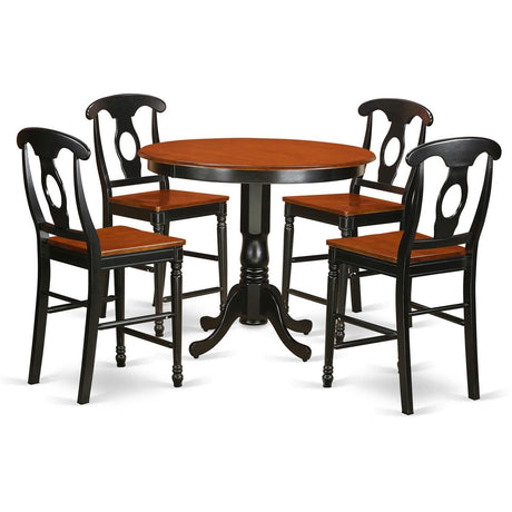 BLK-W 5 Piece Kitchen Counter Height Dining Table Set Includes a Round Dining Room