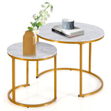 Nesting Coffee Table, 24”Round Coffee Table, Industrial Side Table w/Wood Tabletop