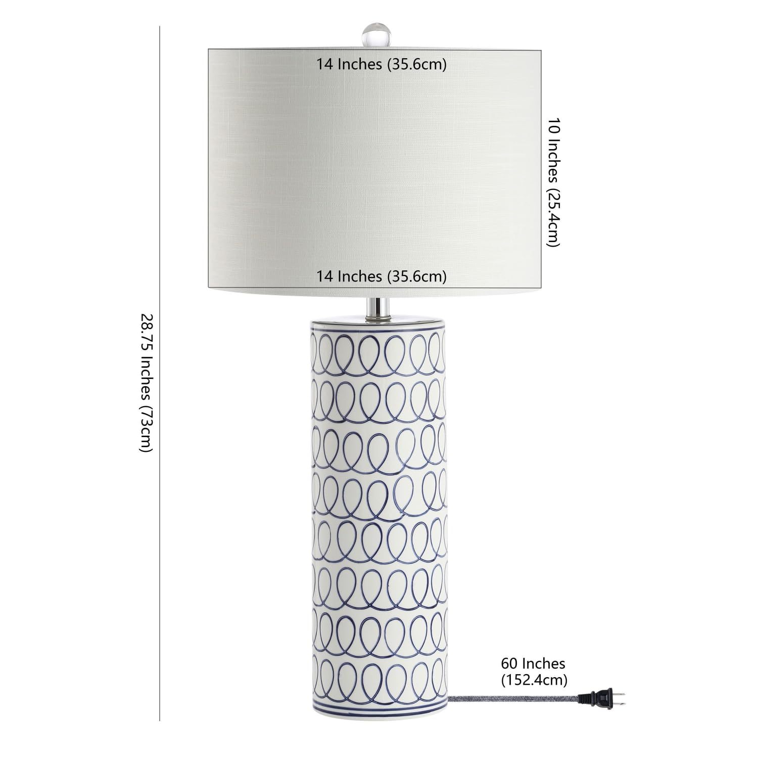 JYL6614A Loop 28.75" Ceramic Modern Column LED Farmhouse Table Lamp Bohemian