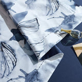 Mildly 100% Long Staple Cotton Duvet Cover Set Dark Blue Ginkgo Leaf Watercolor Comforter Cover Set