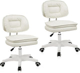 Small Rolling Stool with Backrest - Adjustable Height Vanity Chair