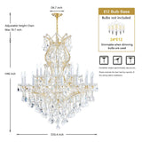 Large Gold Modern Crystal Chandelier Light Fixtures - 24 Lights, Pendant Light Foyer