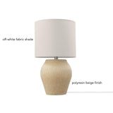 61000049 18" Ceramic Table Lamp, Soft Beige Finish, White Linen Shade, On/Off Rotary Switch on Socket, Table Lamp for Living Room, Home Décor,