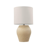 61000049 18" Ceramic Table Lamp, Soft Beige Finish, White Linen Shade, On/Off Rotary Switch on Socket, Table Lamp for Living Room, Home Décor,