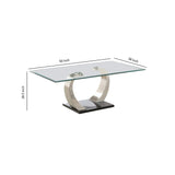 Benjara Floating Glass Top Coffee Table with Metal Support,