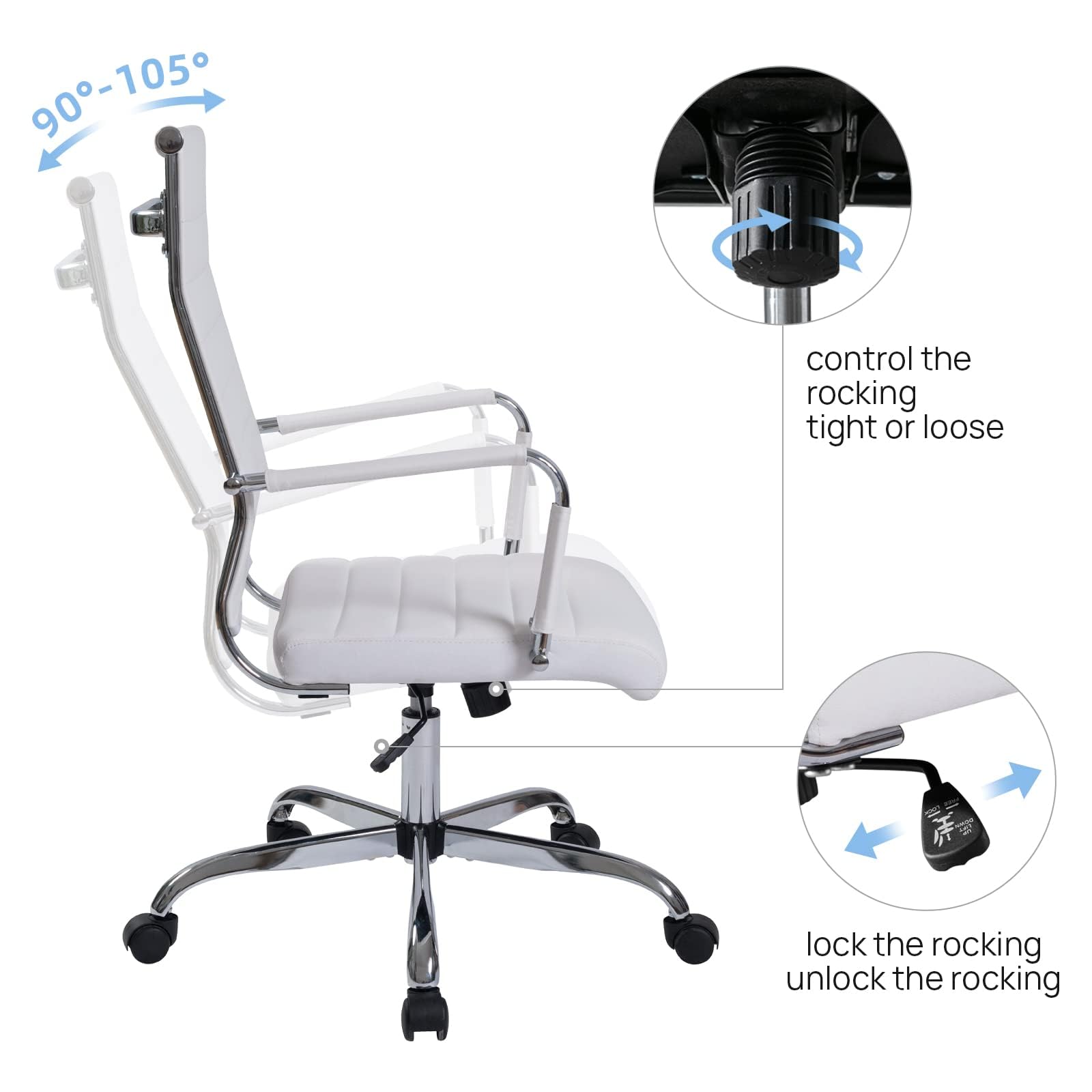 Office Task Chair Set of 6, Ergonomic Desk Chair Leather Conference Room Chairs