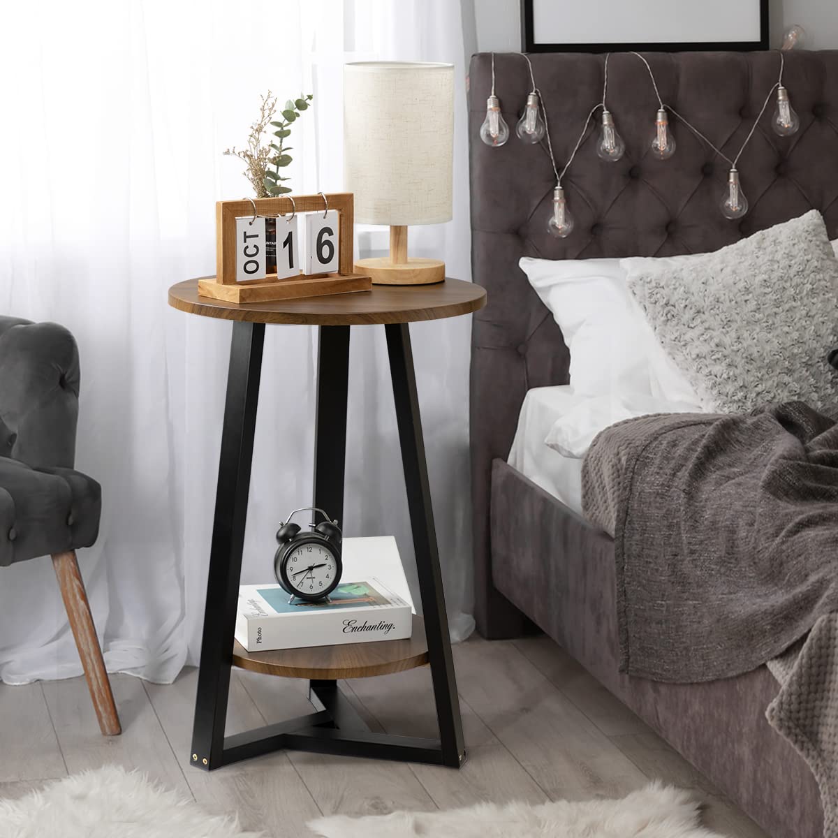 Small Side Table, Small End Table for Living Room, Bedroom, Balcony & Small Spaces