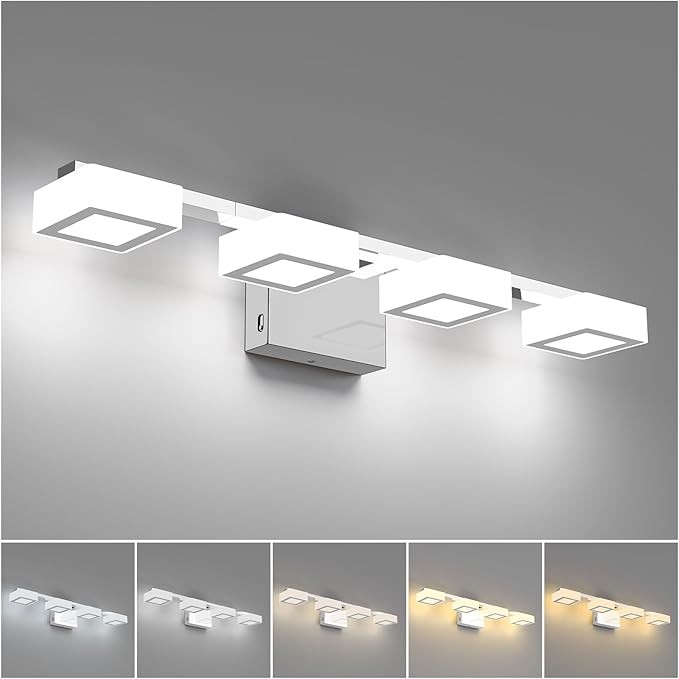 LED Modern Bathroom Light Fixtures, 4-Light Dimmable 5CCT Vanity Lights