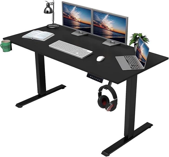 L Shaped Triple Motor Height Adjustable Standing Desk Electric Triple Motor Home Office