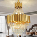 Modern Crystal Chandelier, Luxury Gold Crystal Hanging Ceiling Light Contemporary