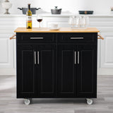 Kitchen Island Cart on Wheels, Rolling Kitchen Island with Storage Cabinets