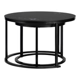 Modern Round Nesting Side Table Set of 2, Wood Coffee and Snack End Table