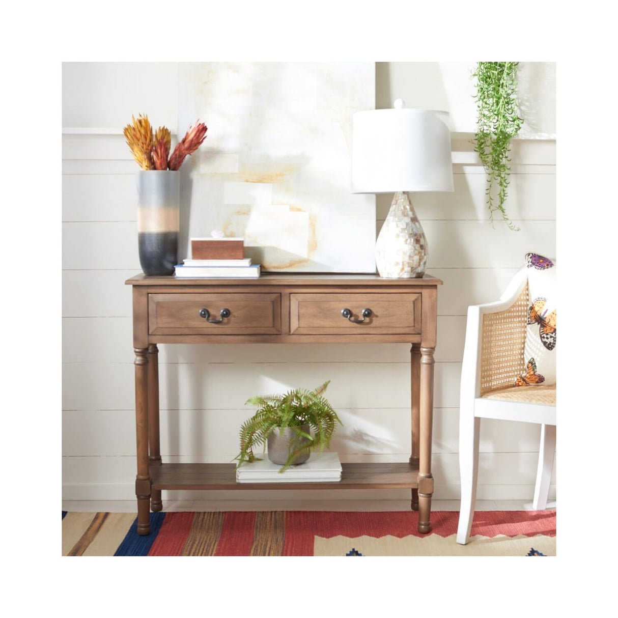 Home Collection Primrose Brown 2-Drawer Console Table, 0