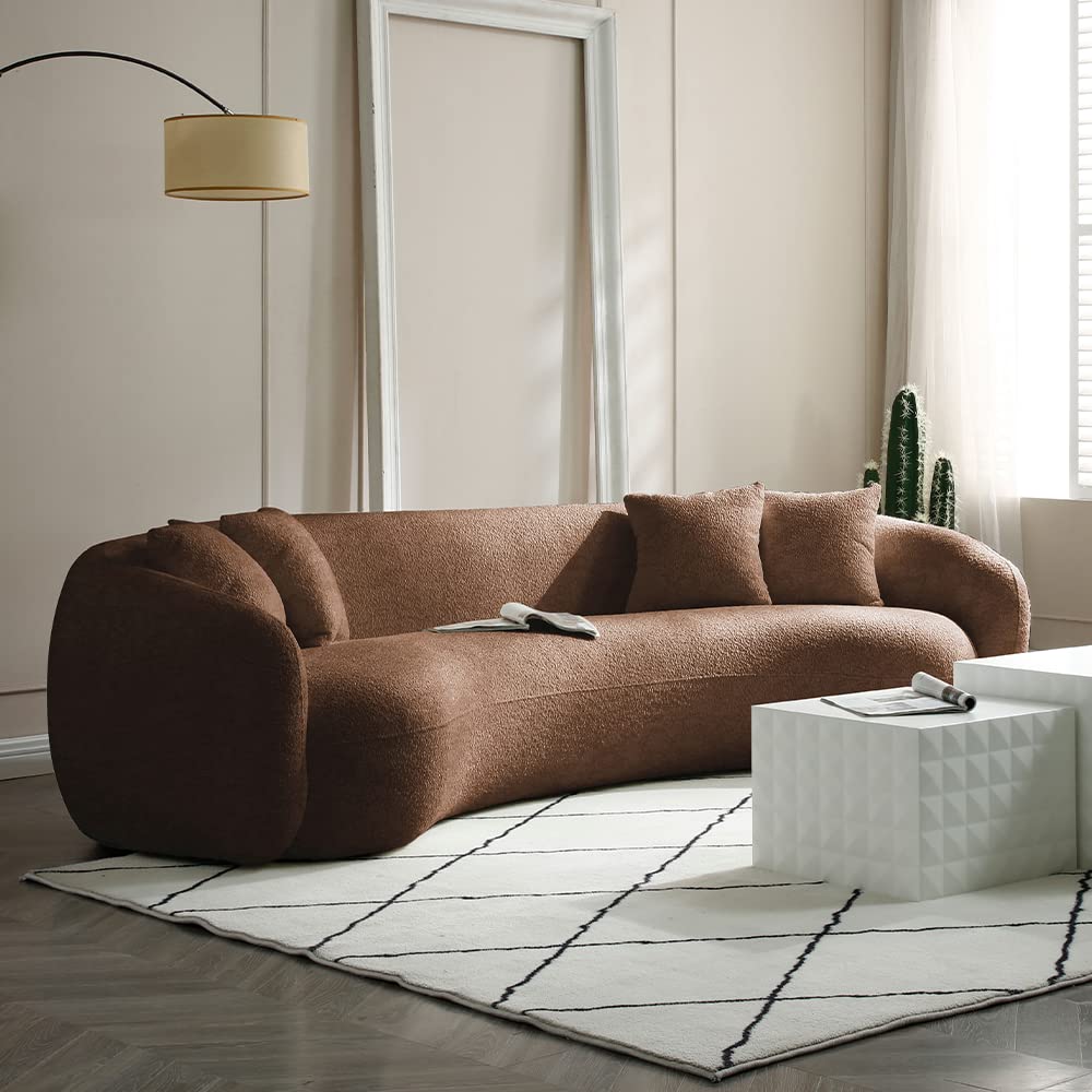 101" Modern Oversized Curved Sofa, Back Upholstered Boucle Couch