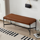 Modern Faux Leather End of Bed Bench, Upholstered Entryway Bench with Metal Legs