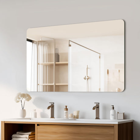 40 x 30 Bathroom Mirror, Rounded Corner Frameless Mirror, Modern Bathroom