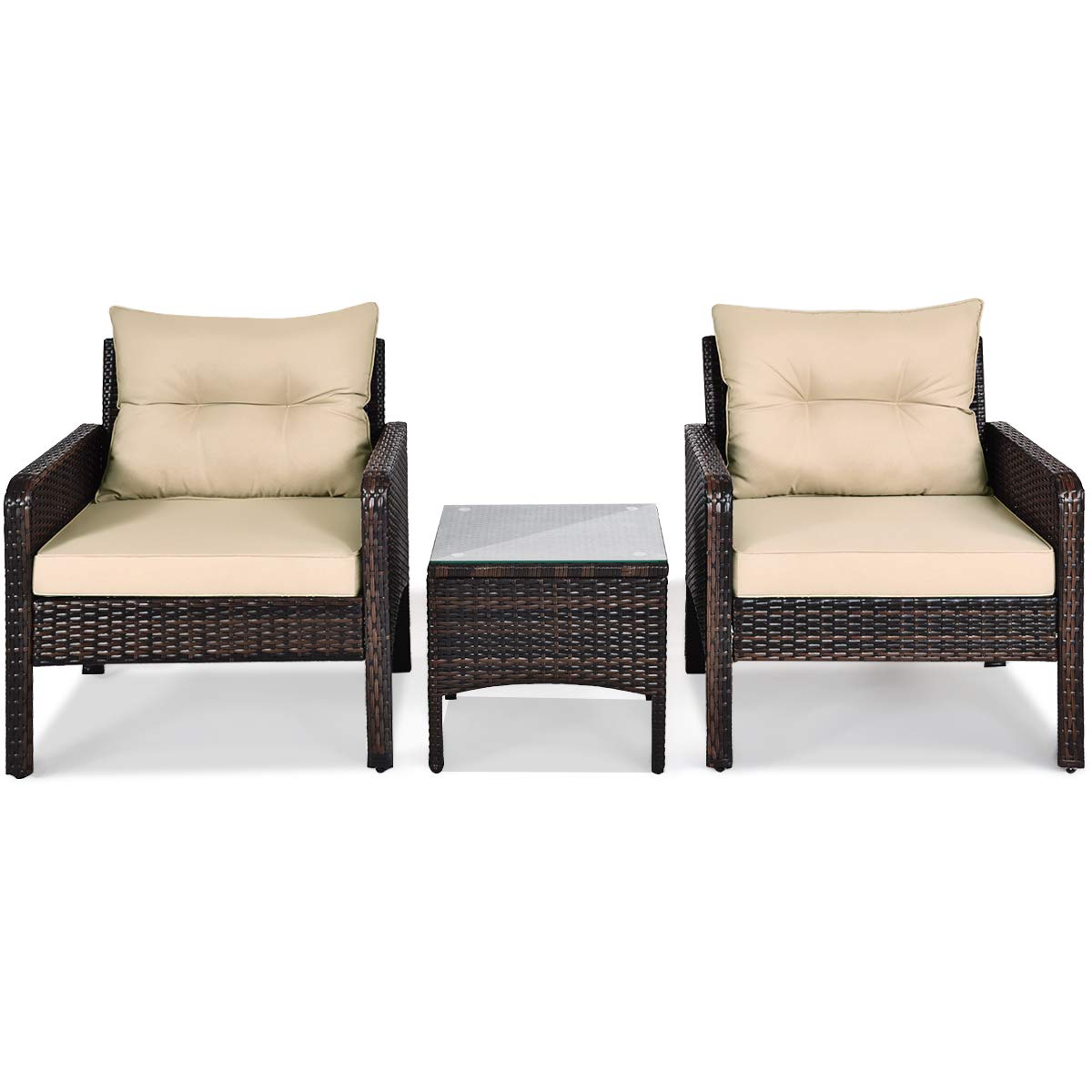 3 Piece Outdoor Patio Furniture Set, Wicker Chairs Set