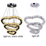 Modern Crystal 3 Heart Rings LED Chandelier Light Fixture Pendant