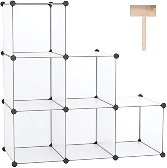 Cube Storage Organizer, 6-Cube Shelves Units, Closet Cabinet, DIY Plastic Modular Book Shelf, Ideal for Bedroom, Living Room, Office, 36.6" L x 12.4" W x 36.6" H Cocoa UPCS06C