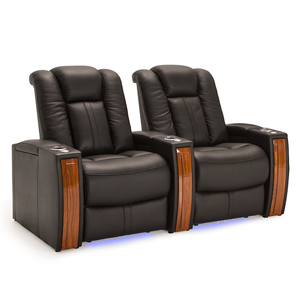 Monaco Home Theater Seating, Living Room, Top Grain Leather, Power Recline