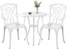 White Bistro Table and Chairs Set of 2, Cast Aluminum White Bistro Set Outdoor