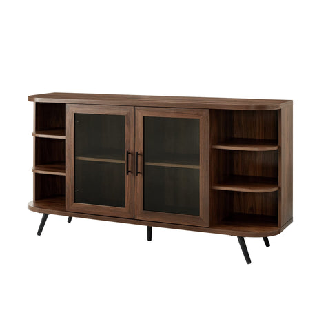 Willow Modern Fluted Door Curved End Sideboard, 58 Inch, Dark Walnut