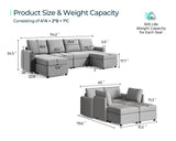 Modular Sectional Sofa, Convertible U Shaped Sofa Couch with Storage