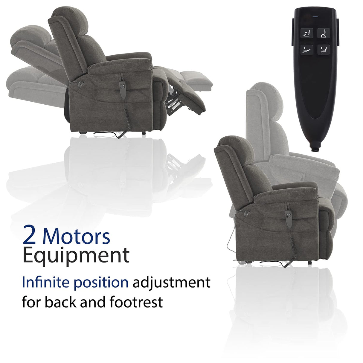 Lift Chair Recliners with Extra Wide Footrest and Massage and Heat, Dual Motor Power