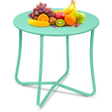 Small Side Table 18” x 18” Waterproof Round Metal Steel Weather Resistant Portable Outdoor