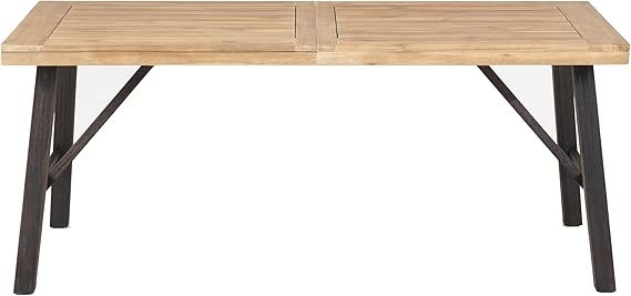 Wren Outdoor Dining Table, Rectangular 71 Inch, Brown and Black Wood