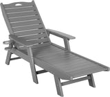 Outdoor Chaise Lounge Chair Set of 2 with Wheels & Cup Holder