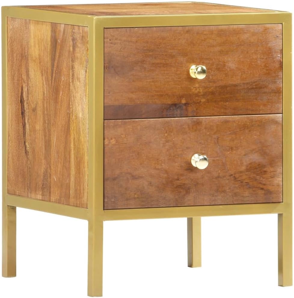 Wood Bedside Cabinet - Solid Wood Nightstand Rustic Wooden Side Table for Bedroom