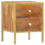 Wood Bedside Cabinet - Solid Wood Nightstand Rustic Wooden Side Table for Bedroom