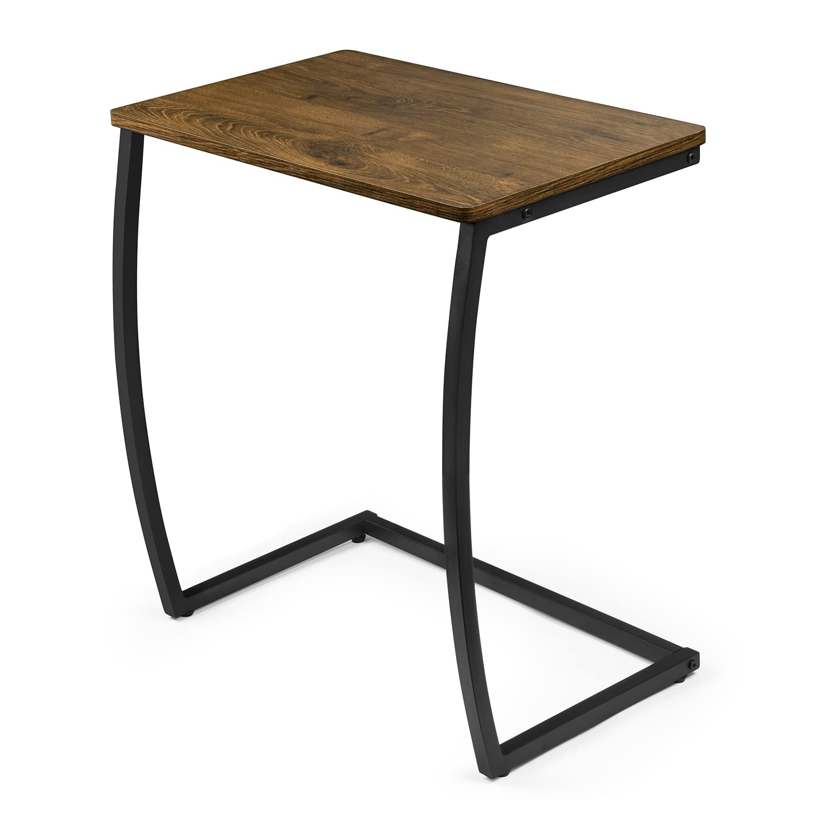 Side Table, End Table, Vintage C-Shaped Couch Table for Sofa Laptop Coffee Snack