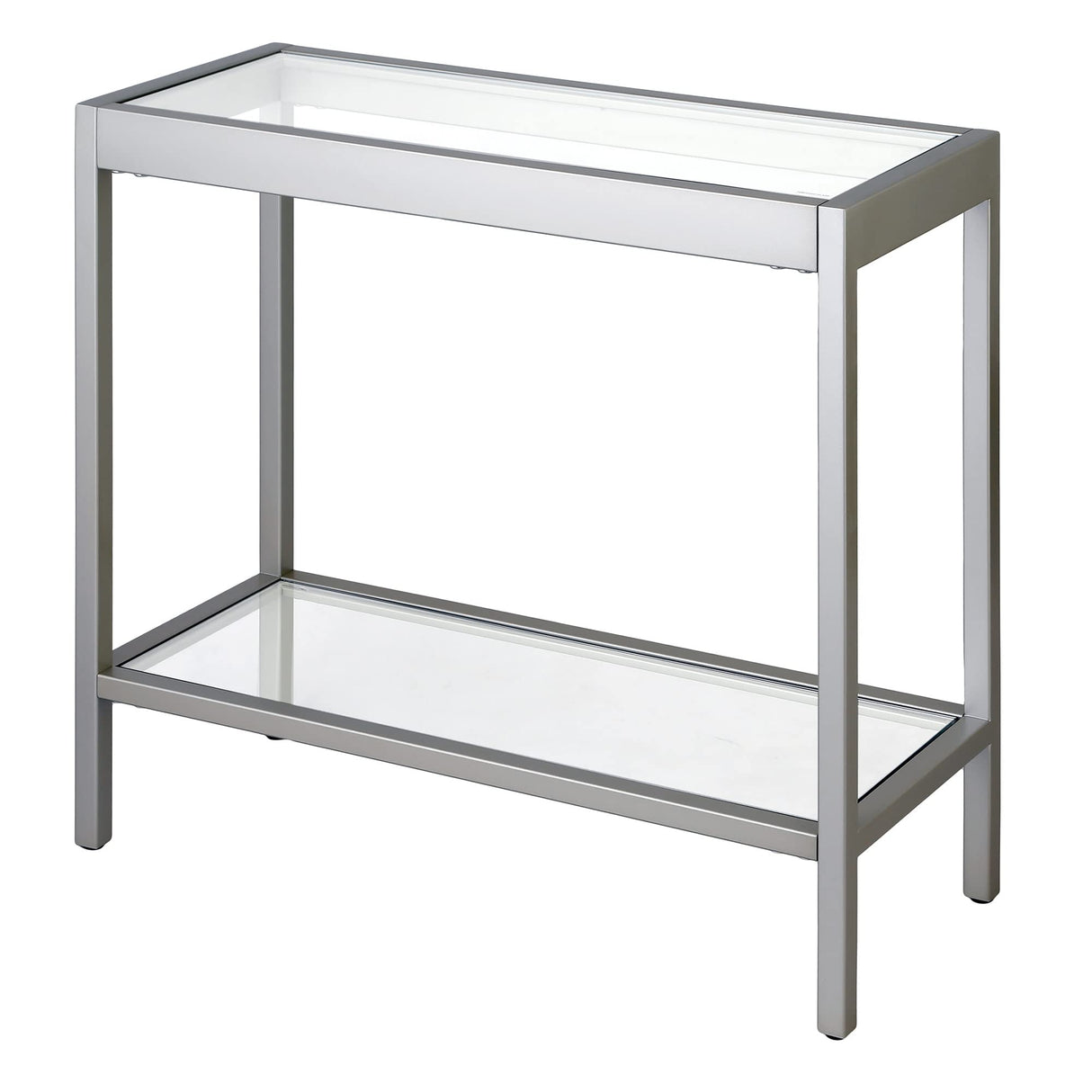 24" Wide Rectangular Rectangular Side Table in Satin Nickel, Table for Living Room