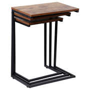 Nesting Side Tables Set of 3 Industrial C Shaped End Table Set Stackable Coffee Table