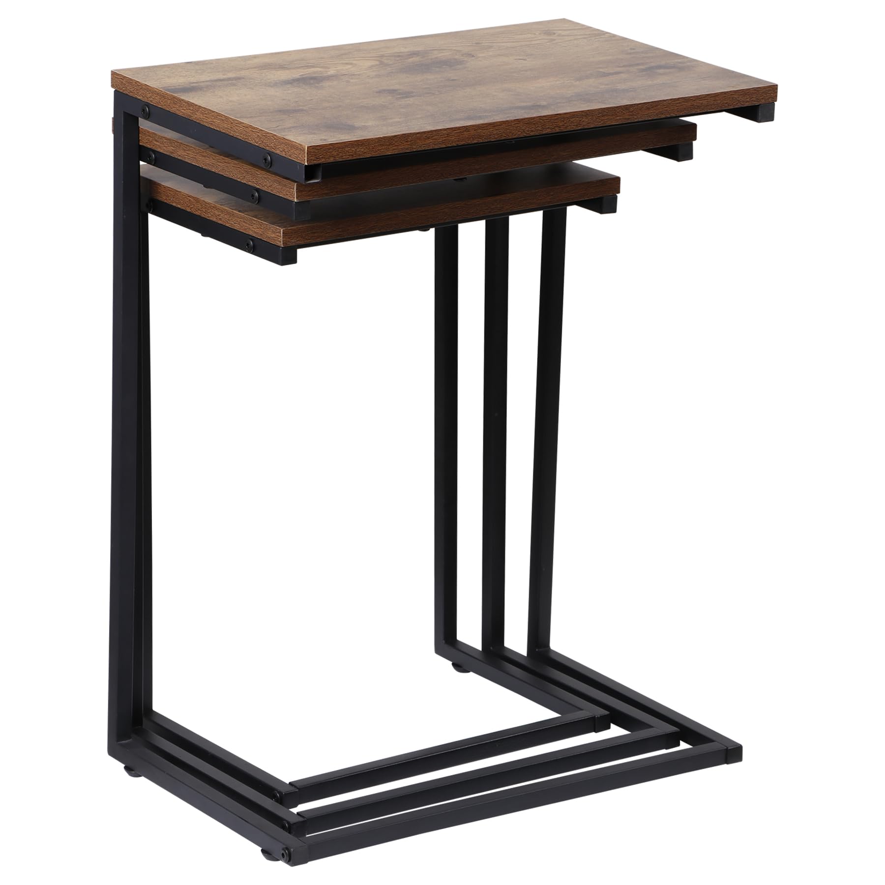 Nesting Side Tables Set of 3 Industrial C Shaped End Table Set Stackable Coffee Table